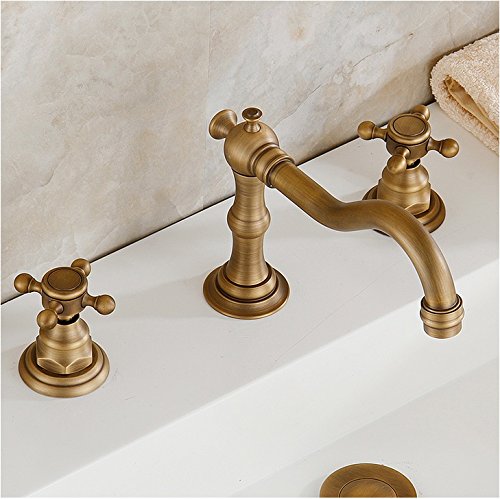 Eulma Deck Mount Double Handle Bathroom Sink Faucet